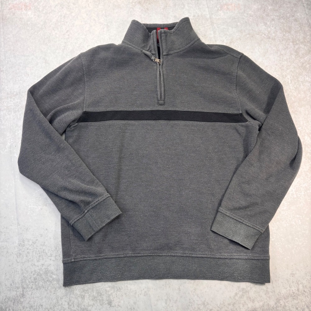 Arrow USA 1851 Faded Gray Quarter Zip Pullover Stripe Y2K Streetwear Size Medium